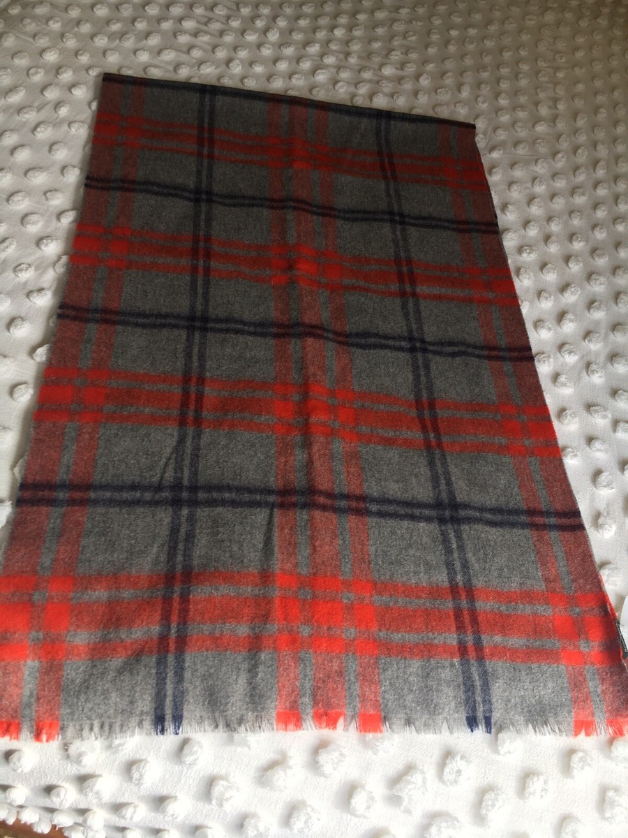 NWT BANANA REPUBLIC Men Womens Plaid Orange Grey Wool Scarf  Nwt Banana republic plaid scarf main image 0