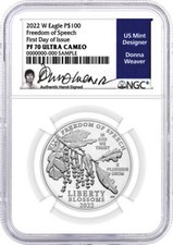 2022 W $100 1oz Proof Platinum Eagle NGC PF70 First Day of Issue Weaver Signed 3595.00 per troy oz