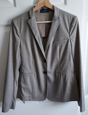 Piazza Sempione Womens Two Button Brown Gray Blazer Size 42