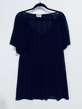 Show Me Your MuMu Womens Medium Juana Tassel Tunic Top Black Challis Boho