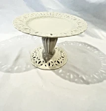 I. Godinger Porcelain Pedestal Cake Stand With Lace Pattern Edge 9" Diameter