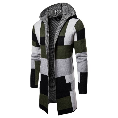 patchwork hooded coat
