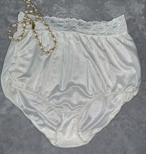 Vtg Glossy Stripe Nylon Granny Brief PANTIES L 7 Bestform USA