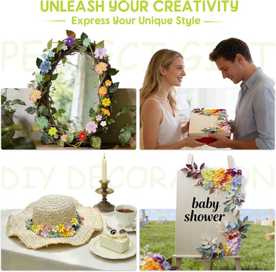 200Pcs Mini Artificial Flower Heads, Faux Silk Small Daisy Flowers Bulk, 20 C...