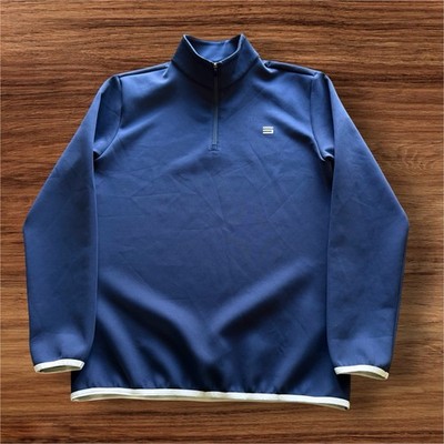 Three Sixty Six Golf Shirt Men's M Long Sleeve 1/4 Zip Performance Pullover Blue