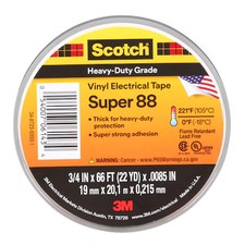 3M 88-Super-3/4X66ft Vinyl Electrical Tape, Super 88, Scotch, 3/4 In L X 66 Ft