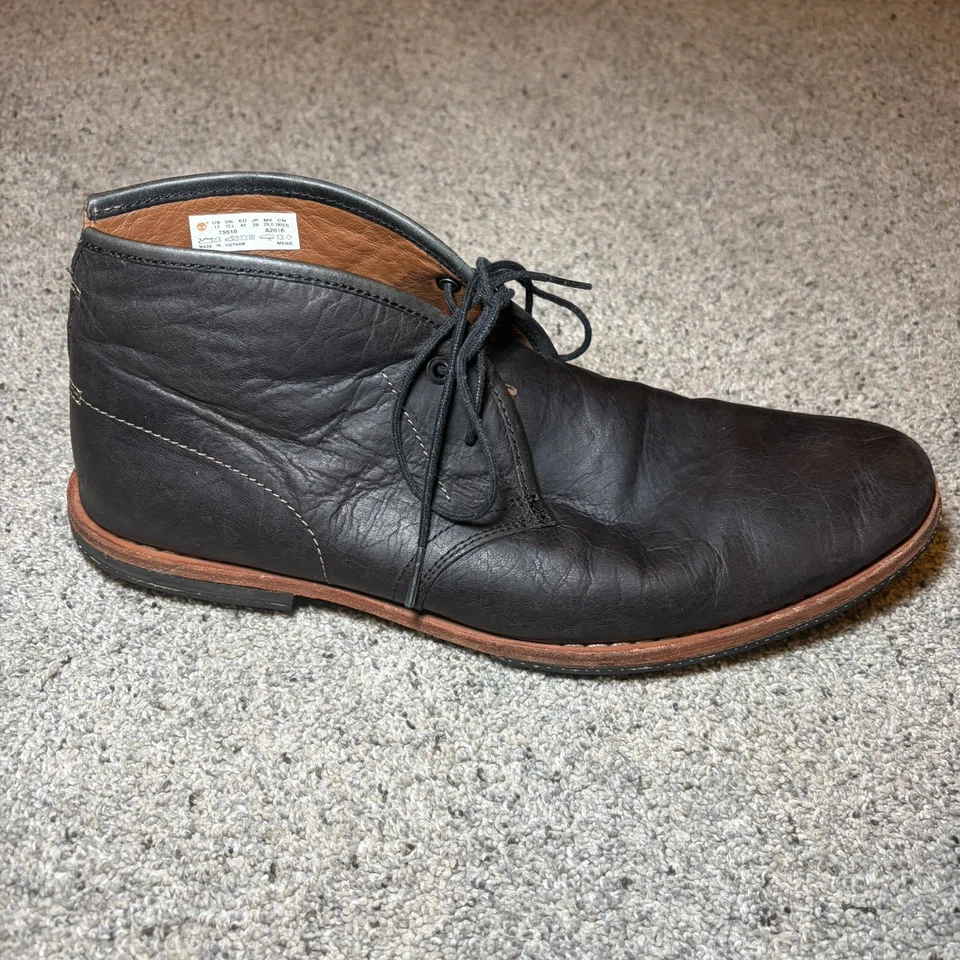 Timberland Hombres Wodehouse Chukka Botas Talla 11 Distress Cuero Negro Zapatos Foto 3 de 4