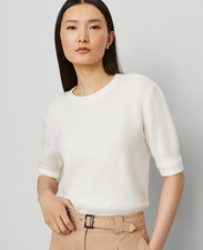Ann Taylor  84.50 Stitch Sweater Tee Women's Small in Ivory