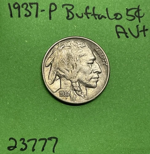 1937-P Buffalo 🦬 Indian Head Nickel 5c AU+ Almost Uncirculated US Coin