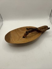 Vintage Hand Carved Wooden Giraffe Bowl Trinket Dish African Kenya