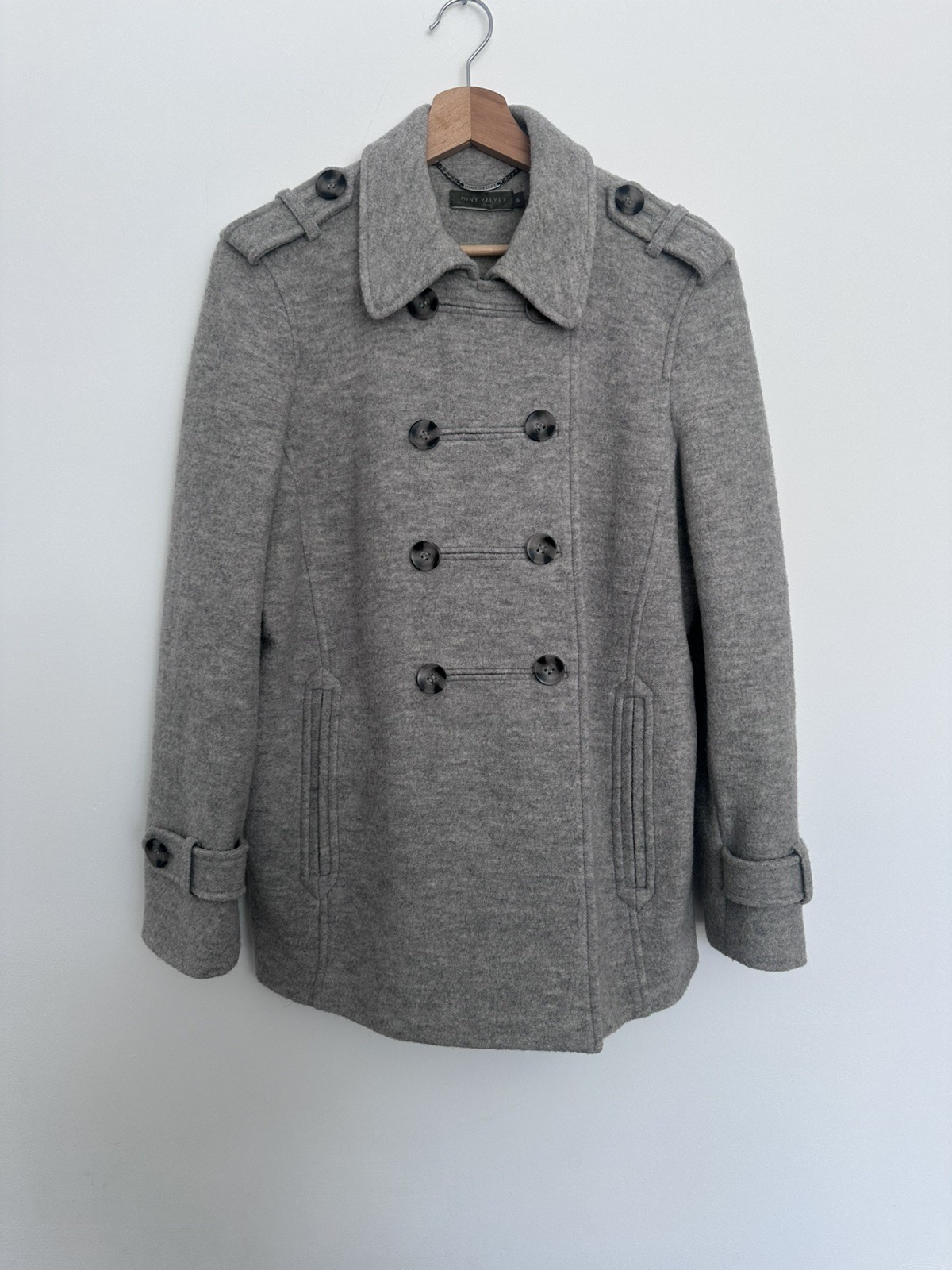 Beautiful Mint Velvet Rare Military Coat Jacket Sz Large (UK 16) Grey image 2