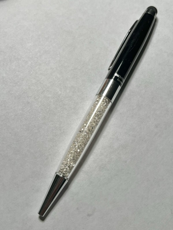 Monteverde Stylus Black Chrome Clear Crystals inside Ballpoint Pen USA