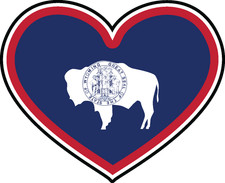 State of Wyoming Flag Heart Sticker Decal USA Wyoming State