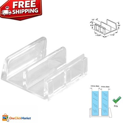 Sliding Shower Door Bottom Guide - Clear Plastic 2 Pack for Easy Installation