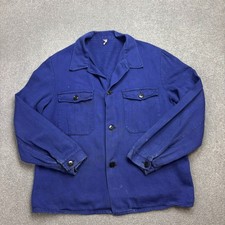 VINTAGE französische Jacke Erwachsene mittelblau Fischgrät Workwear Chore Outdoor Herren
