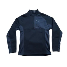 Spyder Mens Medium Quarter Zip Gait Knit Pullover Black Long Sleeve Athletic