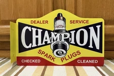 Champion Spark Plug Flange Sign Dealer Service Gas Oil Vintage Style Wall Decor