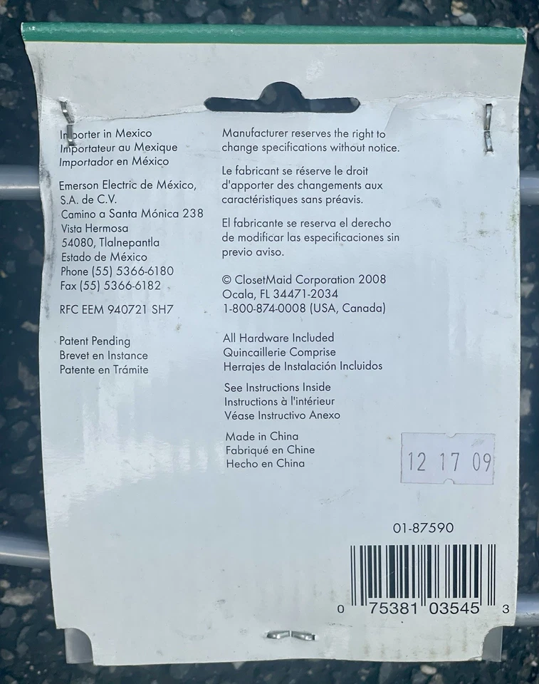 SOPORTE PARA COLGAR TODO USO CLOSETMAID #3545-INSTALA EN PARED-4W X 5H-MANGUERA DE JARDÍN Foto 3 de 4
