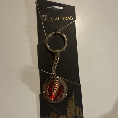 Dubai UAE Gold Keychain With Inside Burj Al Arab United Arab Emirates Souvenir