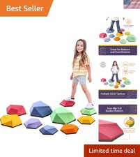 Durable Indoor/Outdoor Kids Balance Blocks - Fun Stepping Stones Set (6 Pieces)