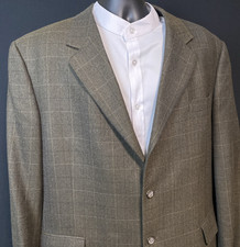 JOS A BANK Blazer 46R Brown Alpaca Wool Glen Plaid Signature Sport Coat Jacket
