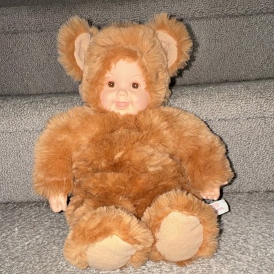 Vintage 1997 Anne Geddes 15'' Large Baby Bear Plush - Brown Teddy Bear Doll