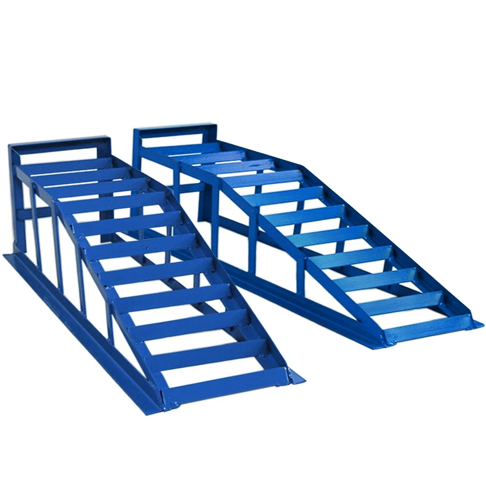 Auffahrrampe PKW Set 2 Stück Blau Extra Breit 2000kg Tragkraft bis 265mm Reifen