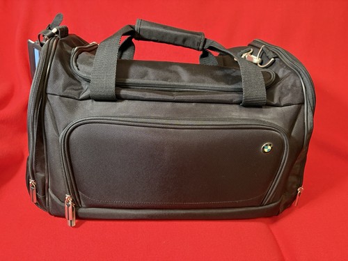 BMW M Sport Ballistic Nylon Duffel Travel Bag w/ Leather Luggage Tag