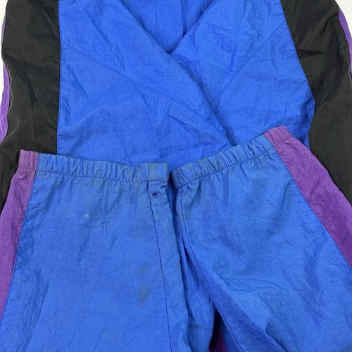Cortavientos vintage NIKE con etiqueta gris para hombre años 90 cremallera completa negro azul púrpura talla XXL - Imagen 6 de 9