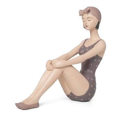 Badenixe sitzend mit Haarband Art Deco Frau Skulptur Bikini Retro - Bild 1 von 4