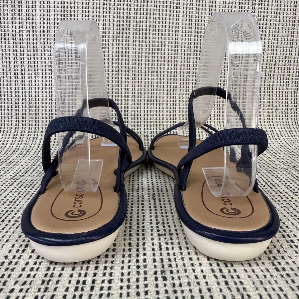 Corso Como Strappy Sandals Sz 8.5 Navy Bakima Minimalist Coastal Euro Summer - Image 4 of 4