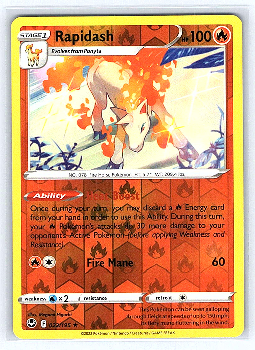 Rapidash [Reverse Holo] 022/195 Silver Tempest NM or LP Pokemon Card