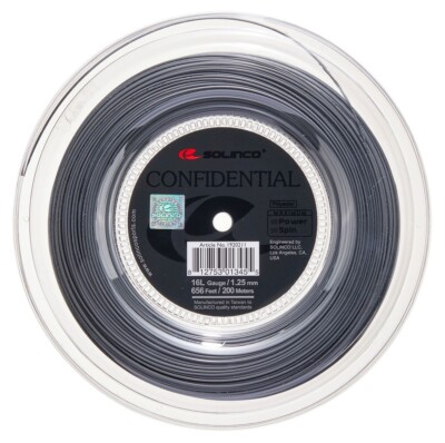 Solinco CONFIDENTIAL 16L 1.25mm (dark silver) 656ft 200m Tennis String Reel