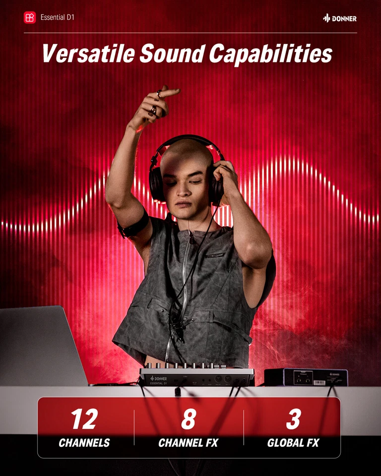 Donner D1 Digital Drum Machine Step Sequencer 16 Pads 5 Encoder 12 Tracks Sample - Image 4 of 4