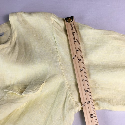 Orvis 100% Linen Yellow Shirt Summer Top Button Down 3/4 Sleeve Women's Sz XL - Picture 13 of 18