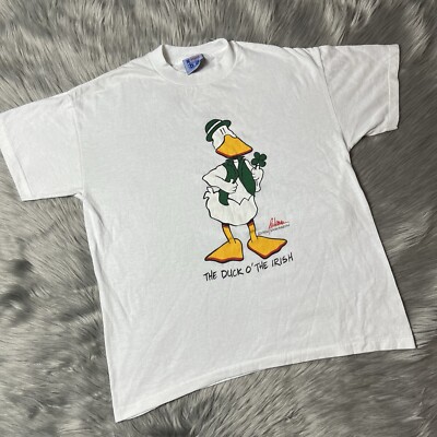 Vintage 1986 John Baron Duck O  The Irish Novelty White T Shirt