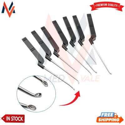 Bone Curette Black 3 Type Tip Aluminum Handle Veterinary Orthopedic Surgery Set
