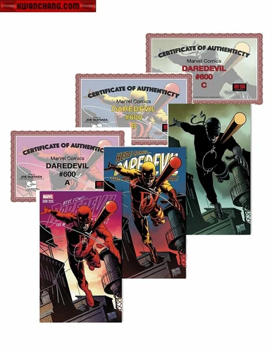 Signed Joe Quesada Daredevil # 600 Variant A/B/C set Charlie Cox KwanChang.com