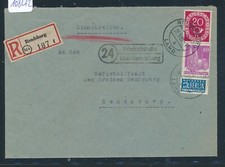 108272) Carta de recuperación 1952, RZ 24b Rendsburg "f" + LP-Ra2 24 Friedrichsholm sobre...