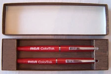 Vtg Paper Mate Malibu Ballpoint Pen & Pencil Gift Set/RCA ColorTrak Advertising