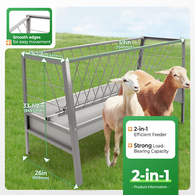 Pasture Hay Feeder 5-Feet Long 77 Gallon Livestock Feeder For Farms Sheep Sheds