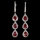 925 Sterling Silver Earrings Pear Ruby 7x5mm Natural Gemstone Jewelry