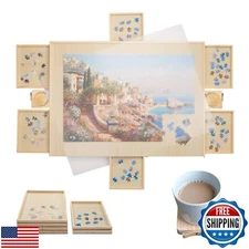 Gondola 1500 Pieces Puzzle Board with Mug Holders, 6 Drawers and Cover, Sturd
