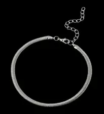 NEW WOMEN'S SILVER-TONE ANKLET SNAKE CHAIN SUMMER ADJUSTABLE ANKLE BRACELET 
