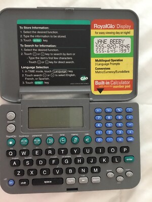 Royal DM2070 Electronic Handheld Personal Organizer Calculator RoyalGlo  Display