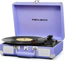 Tanlanin TE-2021 Vintage Turntable USB Bluetooth Portable Suitcase Record Player