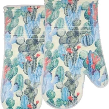 Oven Mitts Cactus Set of 2 Silicone Shell Heat Resistant 500 F KitchenWaterproof
