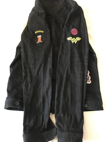 RVLT REVOLUTION DENMARK DENIM TRUCKER JACKET BLACK EMBROIDERED XL SLIM EU - Picture 14 of 17
