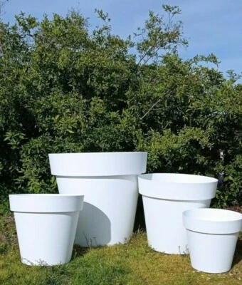 VASI PLASTICA TONDO CON RUOTE DA Ø 80 60 50 40 cm BIANCO CLEO VECA GIARDINO