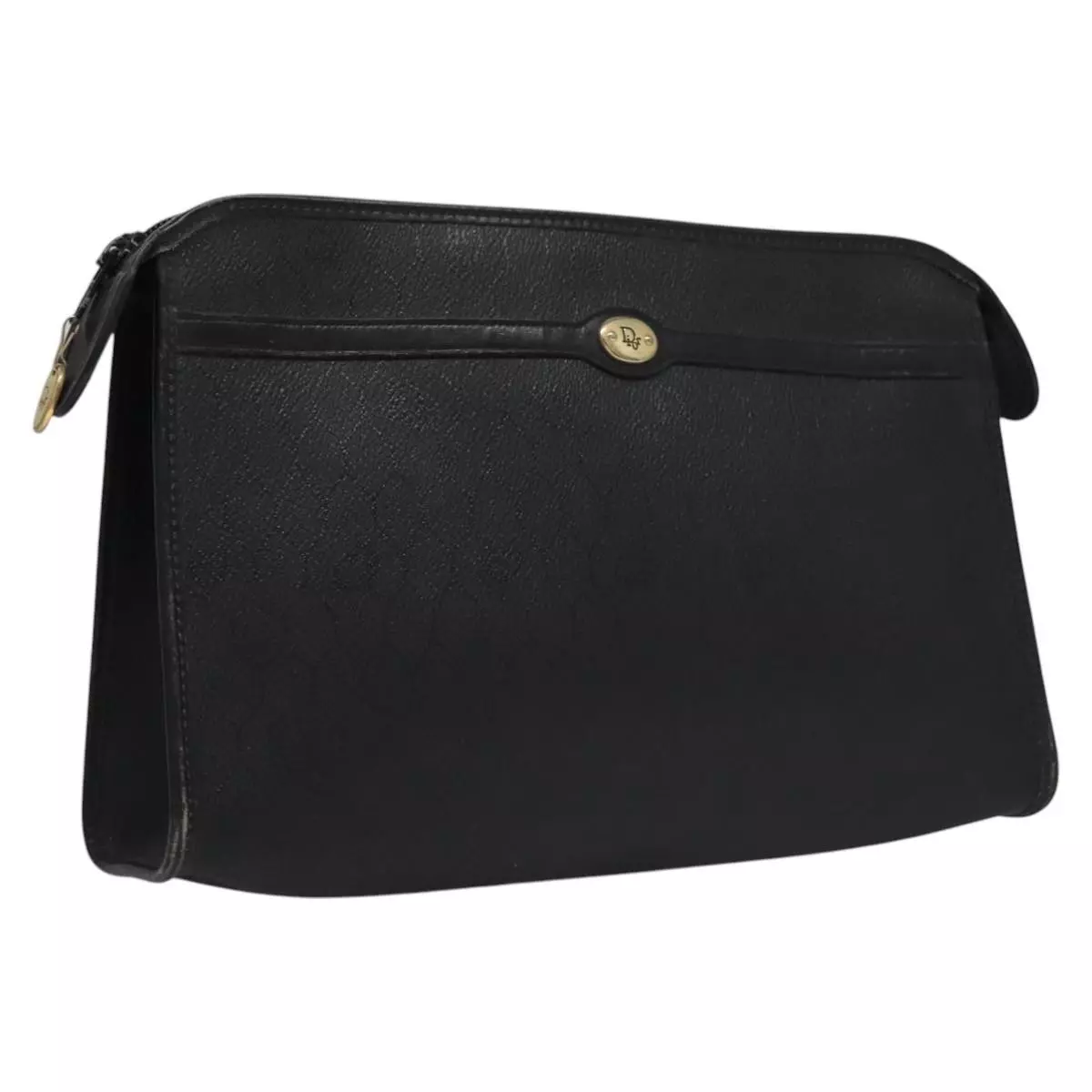 Christian Dior sac pochette toile nid d'abeille PVC cuir noir or authentique ti2910